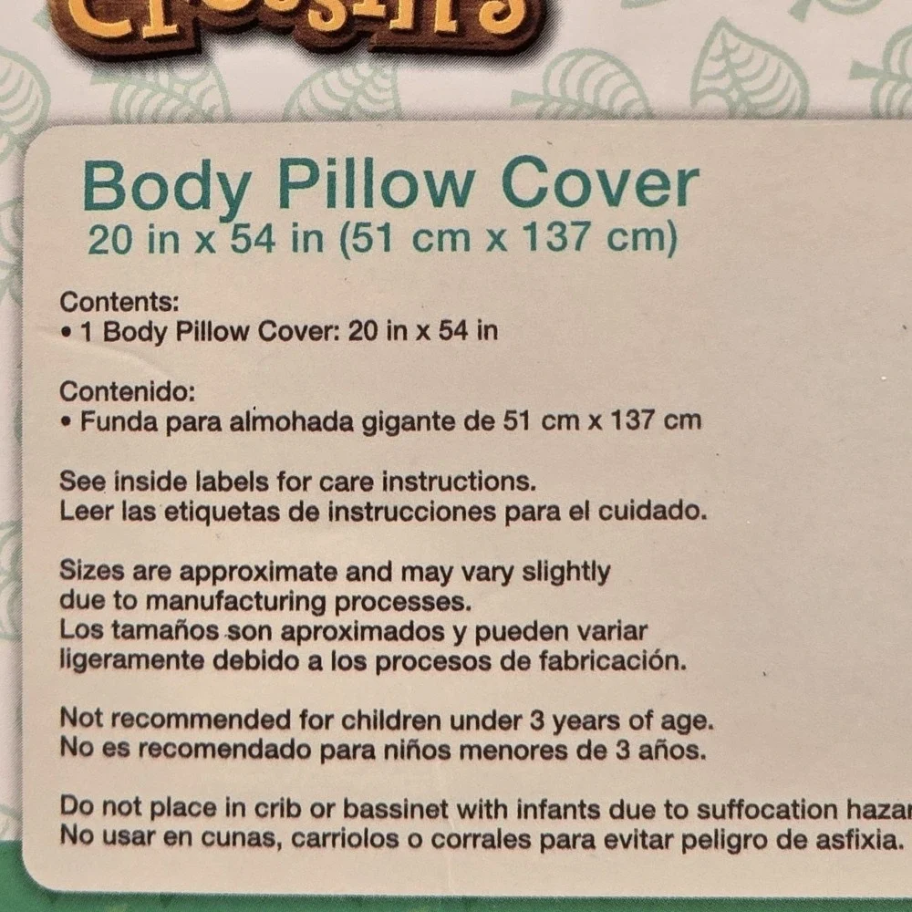 Animal Crossing New Horizons Body Pillow Cover 20x54 Tom Nook Isabelle Green